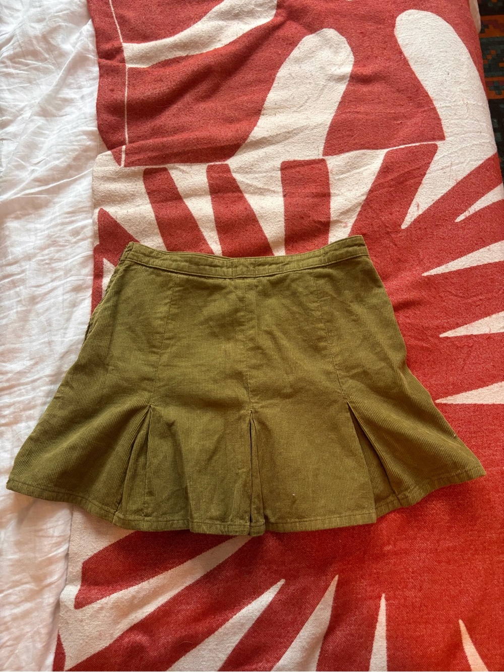 BDG Olive Green Corduroy Flared Skirt
